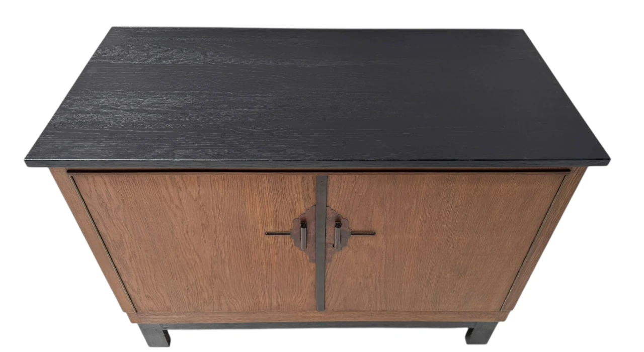 Art Deco Modernist Sideboard or credenza with Black Lacquered Top, 1930s